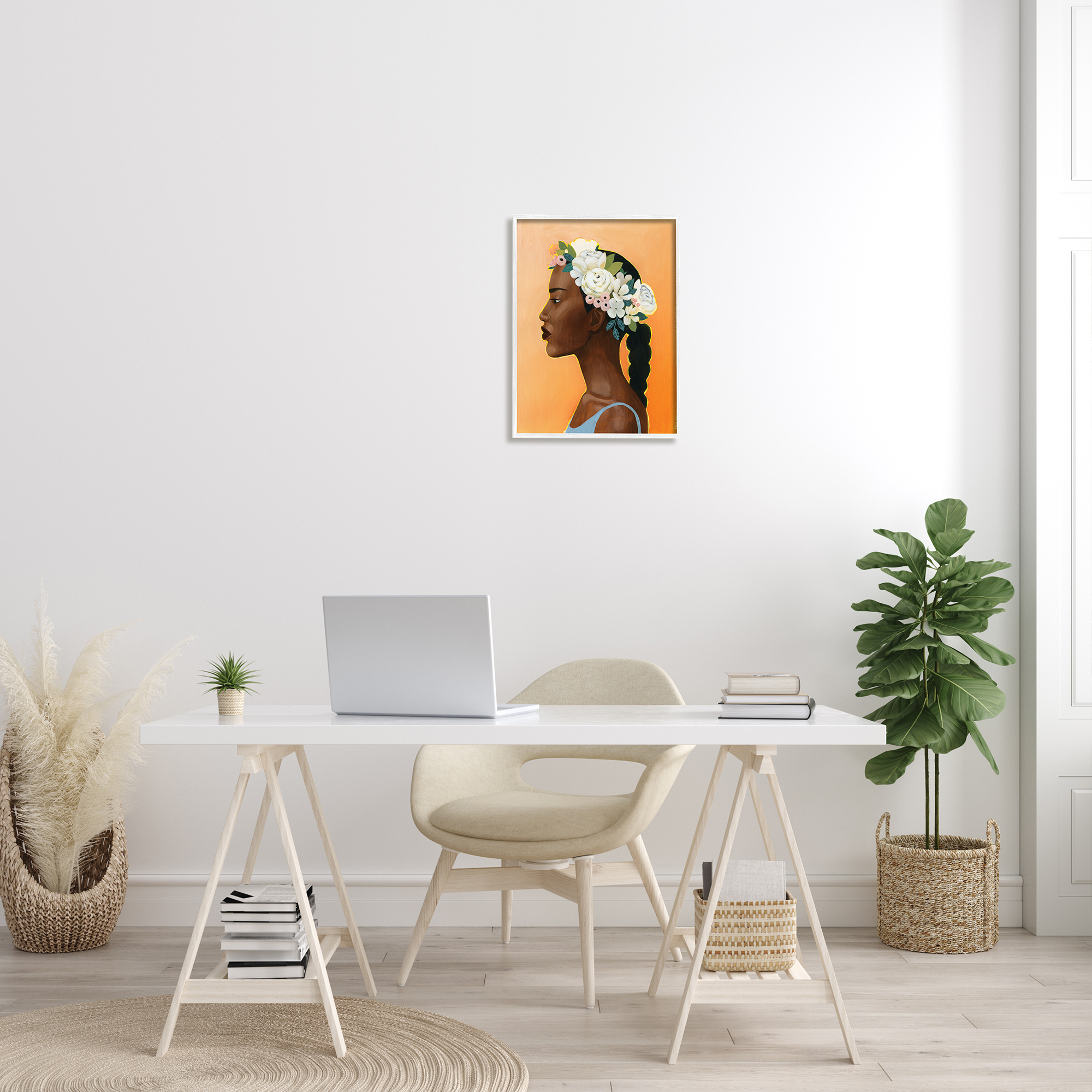 Stupell Industries Woman Wearing Rose Floral Crown Strong Portrait, 16 x 20, Designed by Grace Popp
