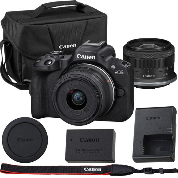 Canon EOS R50 Mirrorless Camera with Canon RF-S 18-45mm f/4.5-6.3 is STM Lens Kit with Canon Shoulder Bag
