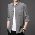 thumbnail image 4 of Camisas masculinas con bolsillo Camisa de hombre de gran tamaño Camisa de lino y algodón Cuello de diseñador Marca barata Moda hombre 2024 Trendyol Estilo coreano, 4 of 4