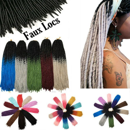 S-noilite Straight Faux Locs Crochet Hair Dreadlocks Crochet Braids Straight Goddess Locs Twist Braiding Hair Extensions-Wine Red,100g
