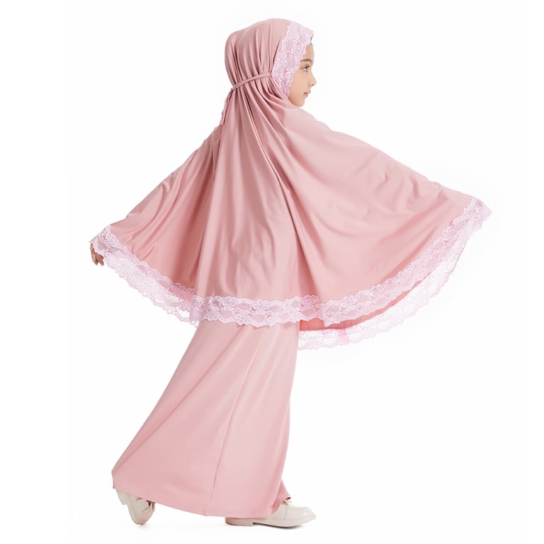 AWZXDE Girls Prayer Outfit Set Skirt Scarf Kids Clothing Two Piece