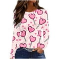 thumbnail image 2 of JTZGDY Valentines Day Sweatshirts for Women Funny Cute Love Heart Pattern Print Long Sleeve Holiday Season Pullover Tops Loose Oversized Casual Festival Graphic T-Shirts Pink#02 S, 2 of 8