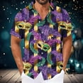 thumbnail image 6 of Cloaraye Shirt for Men Summer Short Sleeve Button Down Shirts Fashion Mardi Gras Printed Turndown Collar Beach T Shirts Vacation Holiday Tops, 6 of 7