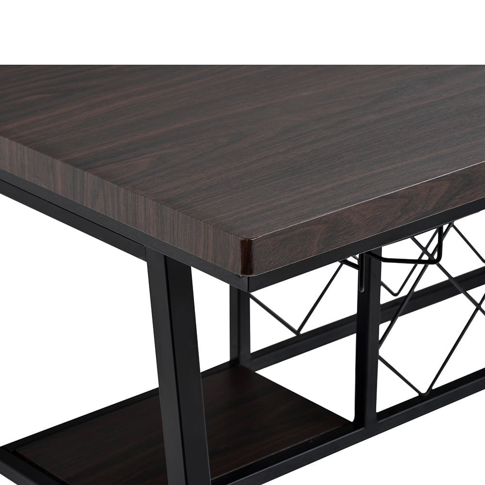 Kepooman 5 Piece Counter-Height Table Set with Wine Rack and Glass Holder, Dark Brown Kepooman 5 Piece Counter-Height Table Set with Wine Rack and Glass Holder, Dark Brown