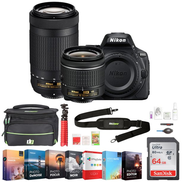 Nikon D5600 24.2MP DXFormat DSLR Camera with AFP 1855mm VR and 70