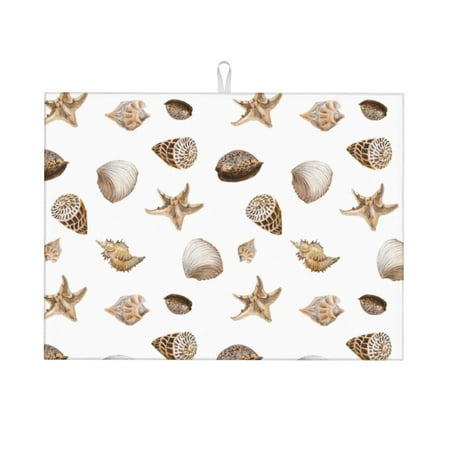 

Dish Drying Mat Conch Shell Starfish Highly Absorbent Microfiber Drying Mat Kitchen Counter or Sink Drawer Liner 16x18 Kitchen Drying Mat Coffee Mat Kitchen Essentials