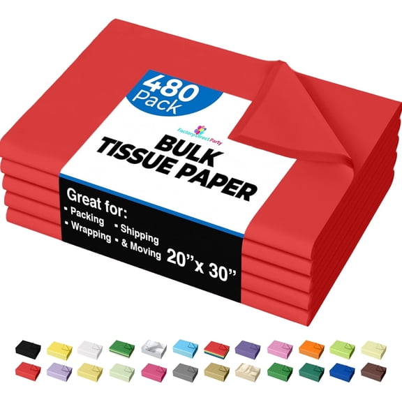 Solids  Tissue Paper for Gift Bags - 20" X 30" Bulk Tissue Paper  480 - 10lb Newsprint for Packing, Birthday Gift Box Filler, Packing Supplies for Moving Supplies