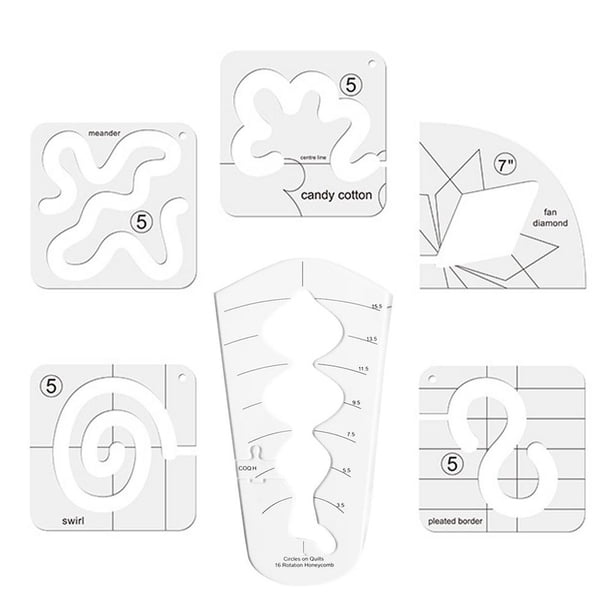 Hemousy Acrylic Free Motion Quilting Template Set Multifunctional Ruler 