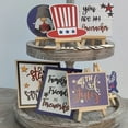 thumbnail image 3 of 8 Pcs Patriotic Tiered Tray Decor Bundle 4th of July Wood Signs Independence Day Mini Signs American Star Decor Veterans Day Red White Blue Decorations for Independence Day Decor, 3 of 5