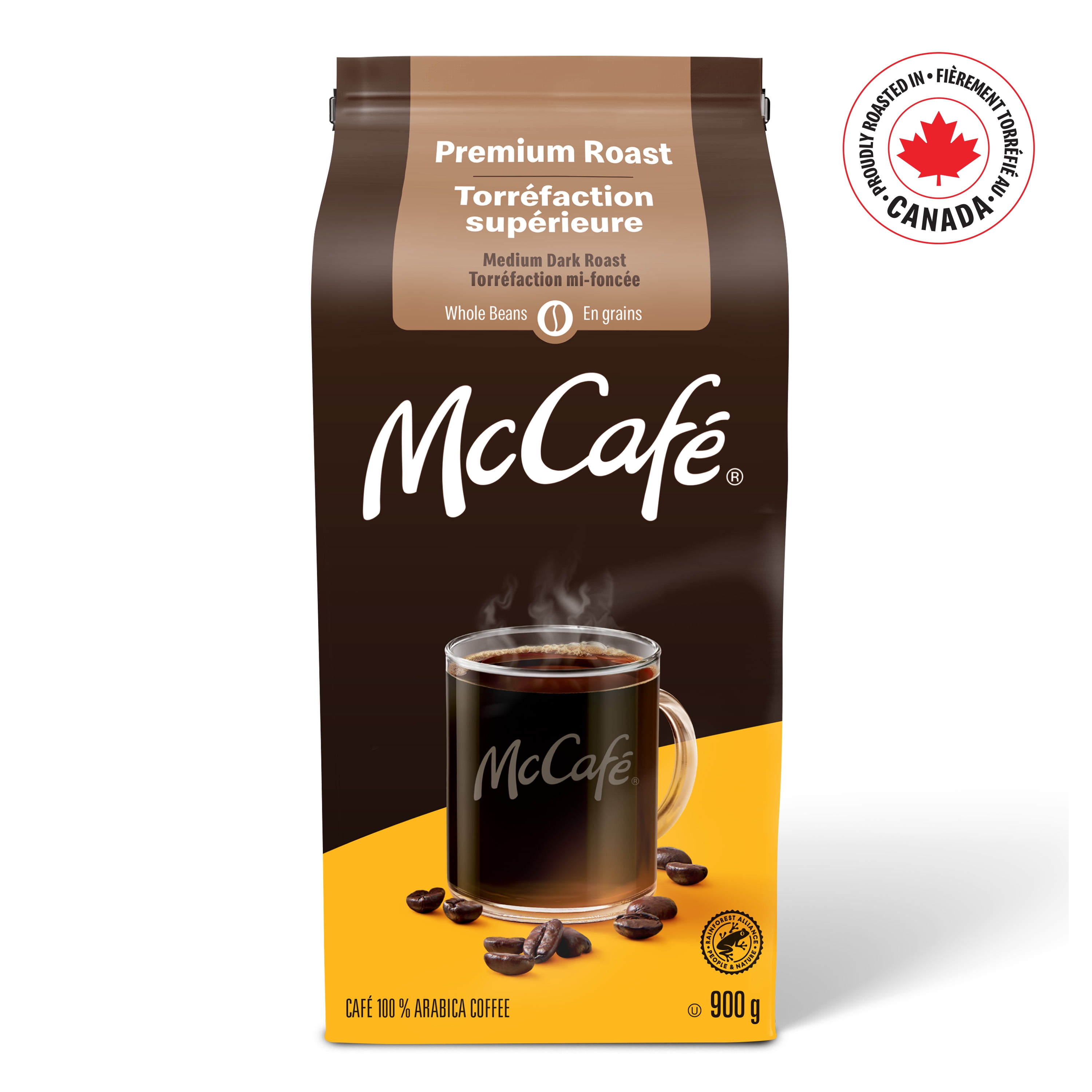 McCafé Premium Medium Dark Roast, Whole Bean Coffee, 900g