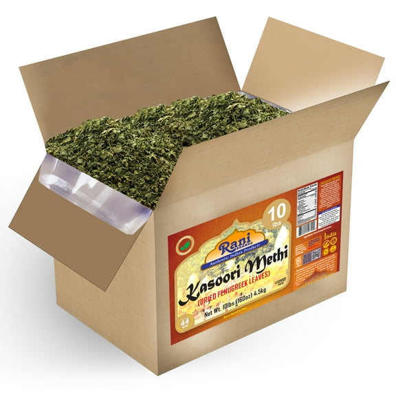 Rani Fenugreek Leaves Dried (Kasoori Methi) 160oz (10lbs) 4.54kg Bulk Box ~ All Natural | Vegan | Gluten Friendly | NON-GMO | Kosher | Indian Origin