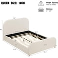 thumbnail image 2 of WAWOKV Queen Size Linen Upholstered Platform Bed Frame with Curved Headboard, Modern Minimalist Bed with Solid Wood Legs, Thick Padded Headboard, No Box Spring Needed, Beige Fabric Bed for Bedroom, 2 of 14