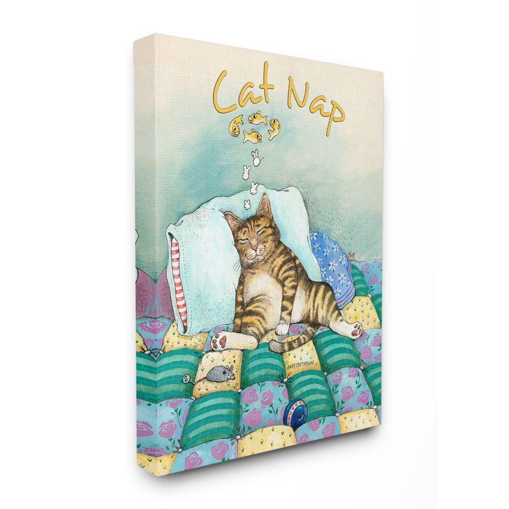 Stupell Industries Cat Nap Funny Cat Cartoon Pet Design