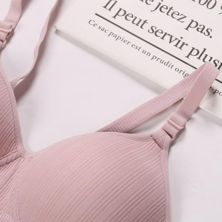 Women Solid Color Seamless Bra Push Up Bra Wireless Brassiere Underwear  Pink 32B-38B