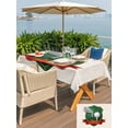 thumbnail image 5 of Outdoor Tablecloth with Umbrella Hole for Patio/Picnic/Party/Camping, Golf Waterproof Table Cloth Rectangle Table Cover Washable, Modern Red Green Sports Artwork on Linen (60"x 84"), 5 of 8