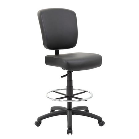 Boss Office Products Big and Tall Oversized Drafting Stool with Foot Rest, Black
