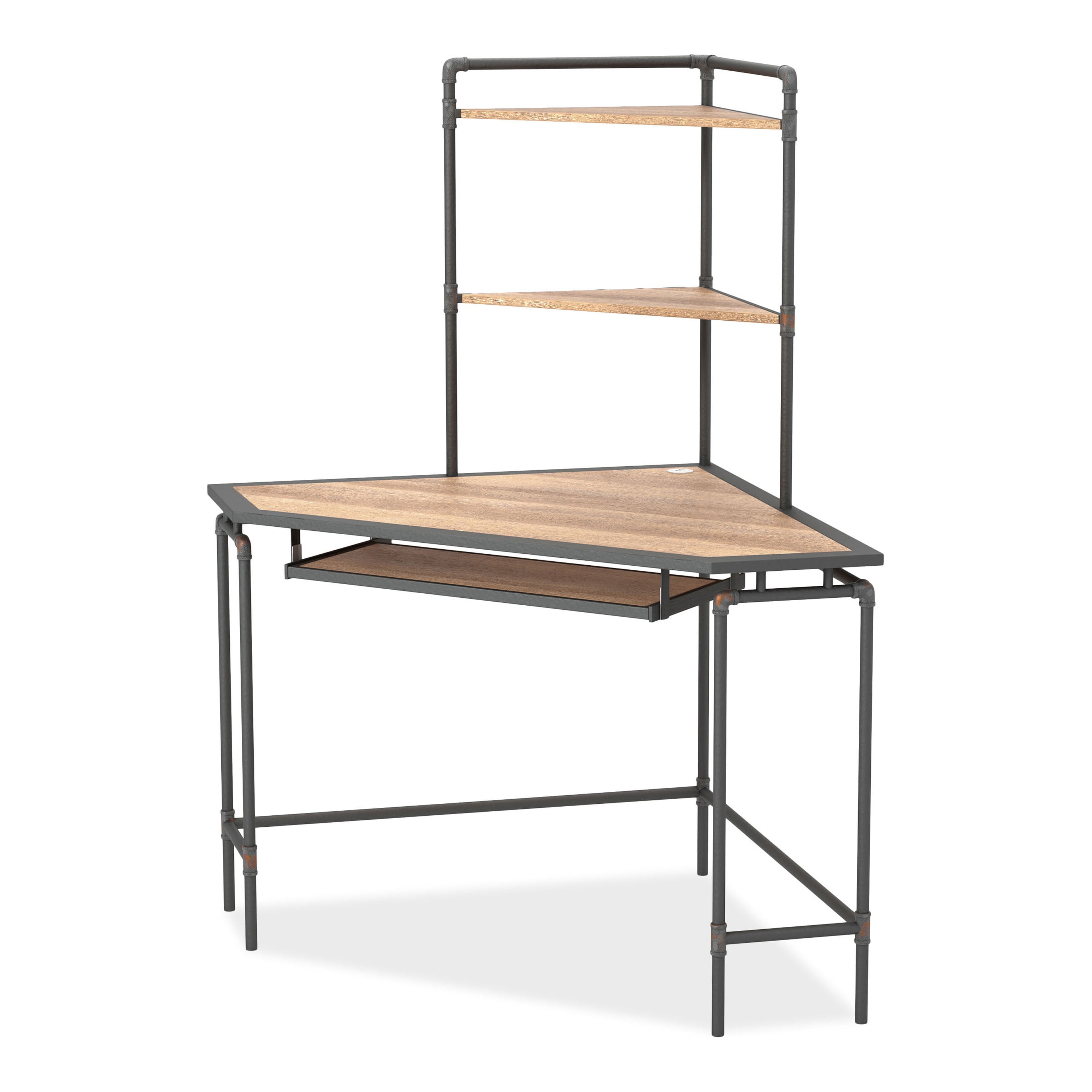 Furniture of America Stod Corner Desk with USB Plug, Black and Copper