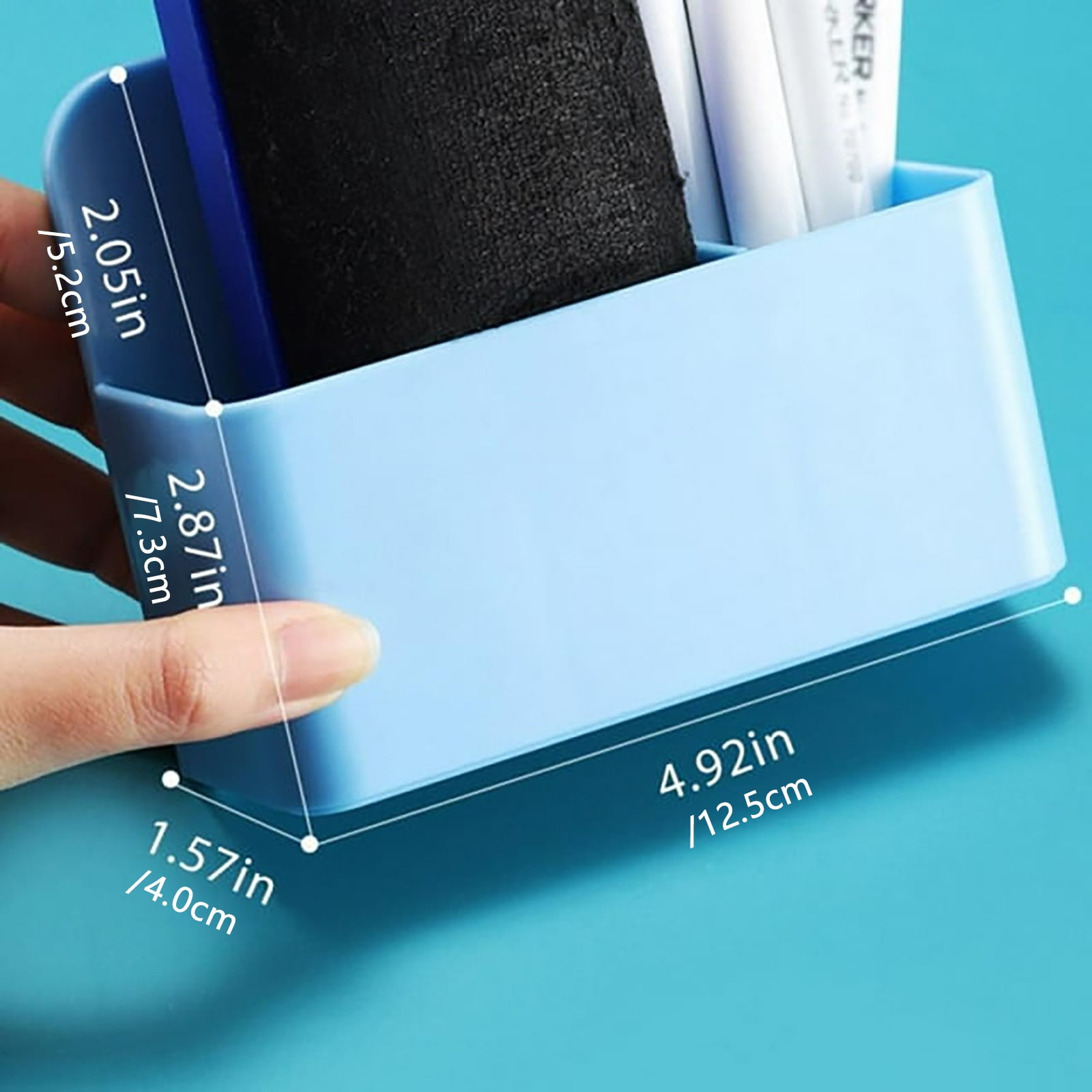 Plastics Magnetic Pen Holder for Refrigerator, Dry Erase Marker Holder for Whiteboard，Magnet Locker Organizer Accessories, Pencil Cup, Pen Caddy, Office Organization, 1 Pcs, 4.92x1.57x4.92"