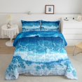 thumbnail image 2 of Erosebridal Ensemble de Literie Vagues de l'Océan, Couette Simple, Couette de Plage en Mer, Décoration de Chambre d'Ado, Réversible, Léger, 2 Pcs, 2 of 8