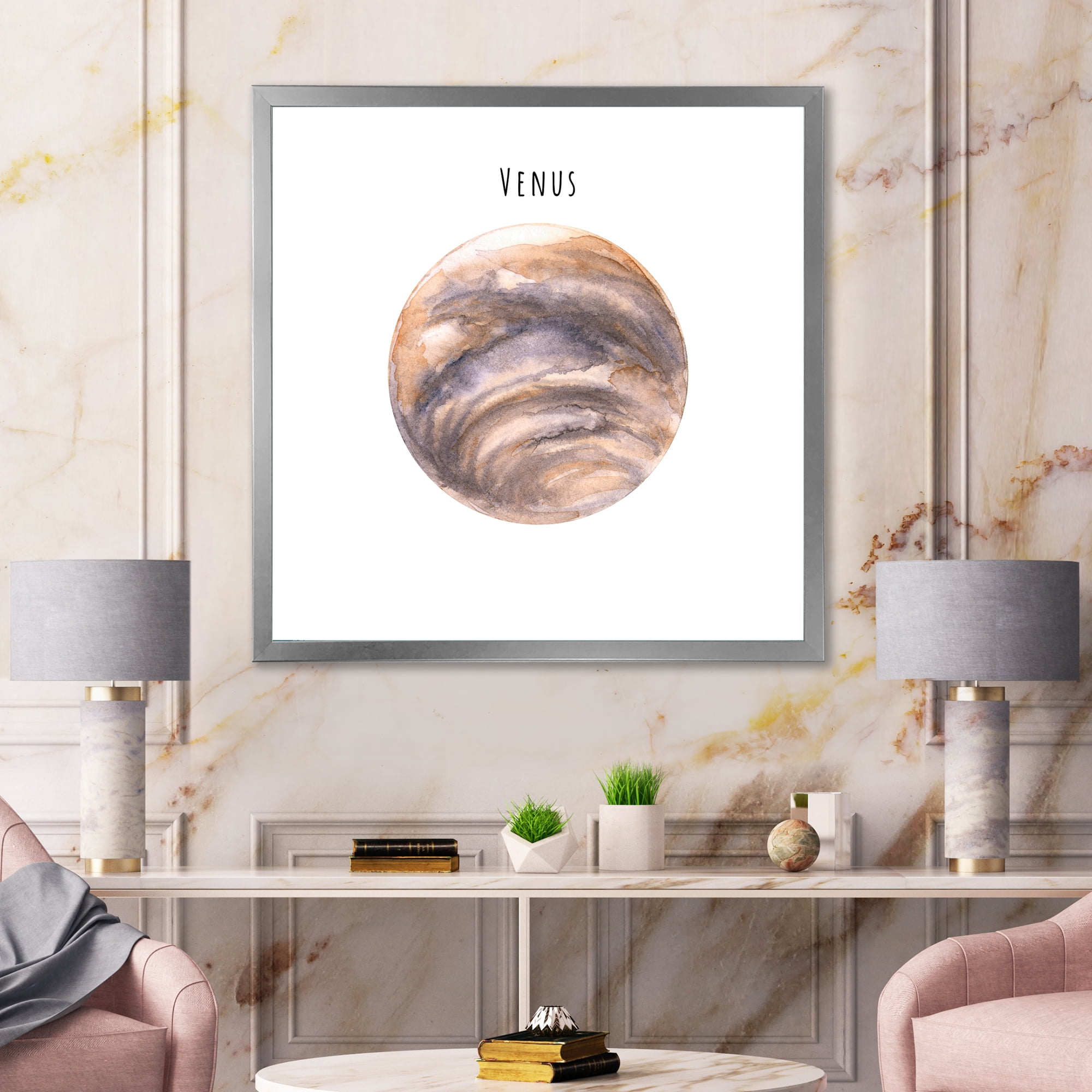 Designart 'Abstract Planet Venus' Bohemian & Eclectic Framed Art Print