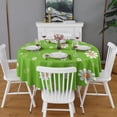thumbnail image 2 of Green Daisy Flower Orange Centers Pattern Round Tablecloth 60"x60",Wrinkle Wipeable Table Cloth for Kitchen Dining Room Picnic Patio Party, 2 of 6