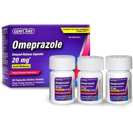 GeriCare Omeprazole Delayed Release Capsules 20.6mg - Acid Reducer (42 Count).