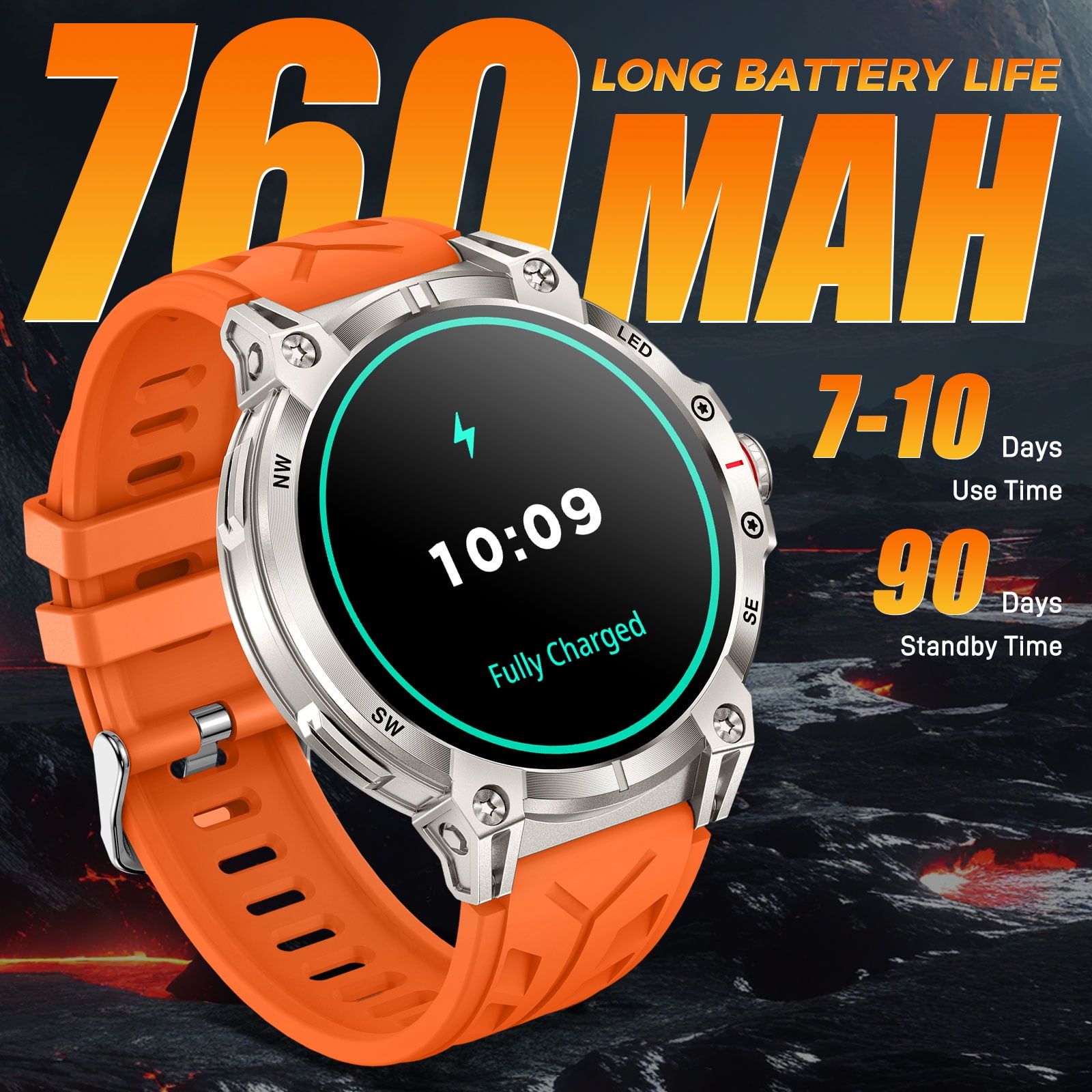 XAXRE KC89 Smart Watch for Men(Answer/Dial Calls)with LED Flashlight 760mAh Battery 100+ Sports Modes Sport Watch 1.85” HD Smartwatches for iOS Android, 1pc