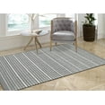 thumbnail image 2 of FH Home Machine Washable Area Rug - Hand Woven, Stain Resistant, Pet Friendly - Premium Recycled Polyester Yarn - Stripes - Bedroom, Living Room - Portland - Charcoal & White - 4 x 6 ft, 2 of 6