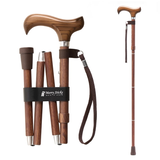 Bastones plegables y ligeros Merry Sticks para mujeres y hombres, ajustables y plegables para personas mayores, con ayuda para el equilibrio y la movilidad, mango ergonómico y correa de muñeca - Mader