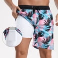 thumbnail image 2 of Tisuna Beach Swim Shorts For Mens Floral Print Drawstring Elastic Waist Straight Leg Trunks Fashion Lightweight Men'S Pool Beach Party Casual Daily Wear Sky Blue Size S, 2 of 7