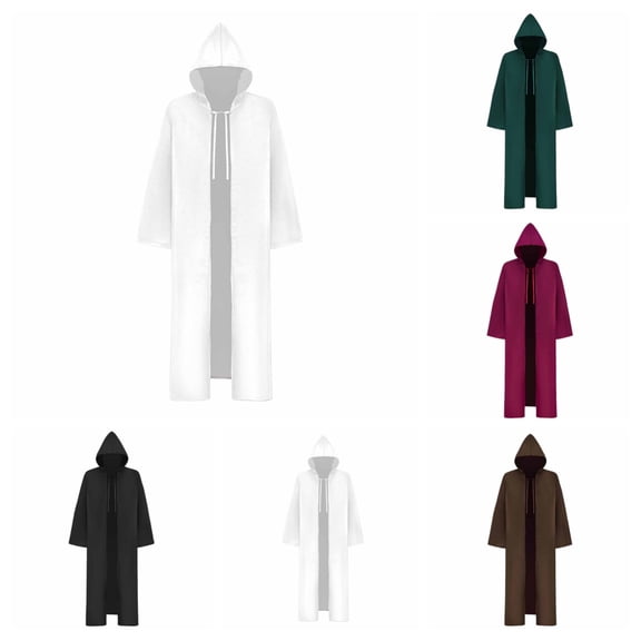 SAWOBUUN Adult Halloween Hooded Robe Cloak Tunic Long Capes Party Medieval Wizard Vampire
