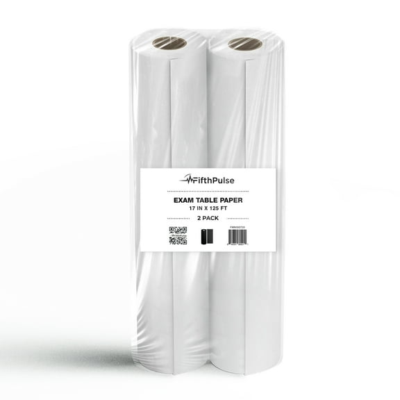 FifthPulse Exam Table Paper 17 in. x 125 ft. - Disposable Paper for Protection - 2 Rolls - White