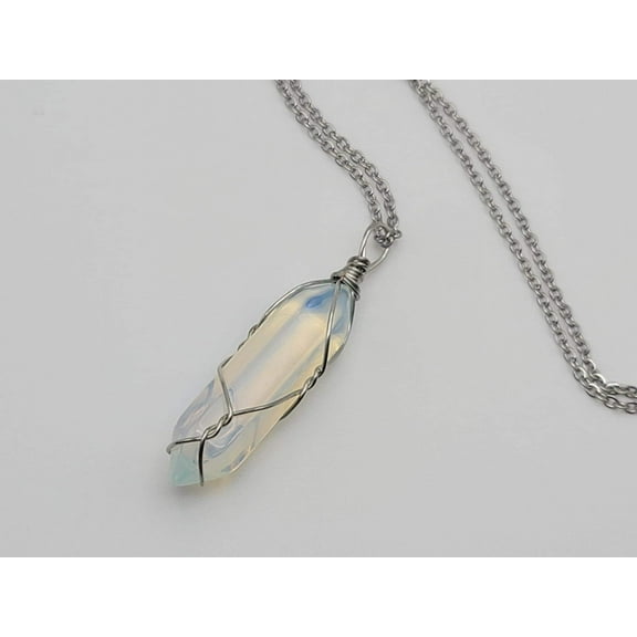 Opal Wire Wrapped Necklace: Daily Wear, Perfect Gift for Her or Him Opalite
