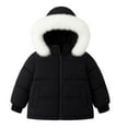 thumbnail image 3 of HILEELANG Toddler Baby Kids Winter Puffer Jacket with Detachable Hood and Faux Fur Trim – Warm Windproof Water-Resistant Coat for Boys and Girls 12M–7T, Black, 3 of 9