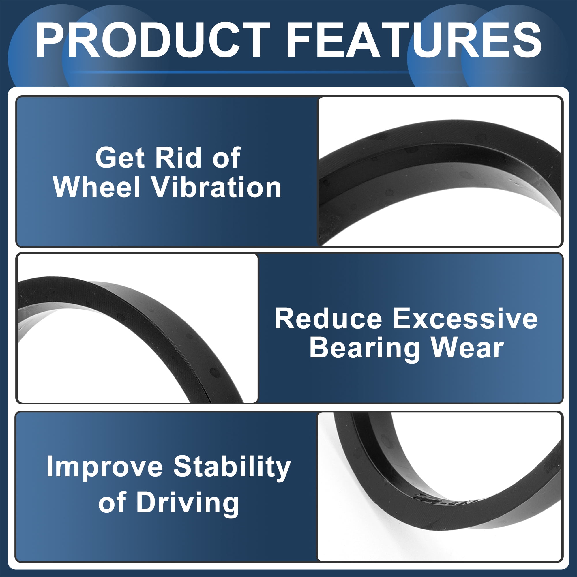 Unique Bargains 4Pcs Car Wheel Hub Centric Rings Shock Absorbing OD 72.1mm to ID 64.1mm