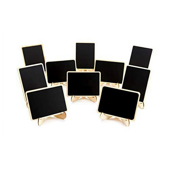 10 Pack Mini Chalkboards Signs with Easel Stand, Small Rectangle Chalkboards Blackboard, Wood Place Cards for Weddings, Birthday Parties, Message Board Signs and Event Decoration