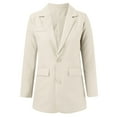 thumbnail image 4 of Women's Lapel Button Front Long Sleeve Business Suit Jacket Coat with Pockets for Formal Wear, 4 of 7