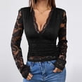 thumbnail image 6 of QSAWXQZ Lace Bodysuit Long Sleeve for Women Deep V Neck Going Out Shapewear Leotard Shirt Black-7 M, 6 of 9