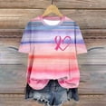 thumbnail image 2 of Yufatyle Women Breast Cancer Shirts Pink Ribbon Breast Cancer Awareness Gradient T-Shirts Short Sleeve Crewneck Graphic Tee Tops M, 2 of 4