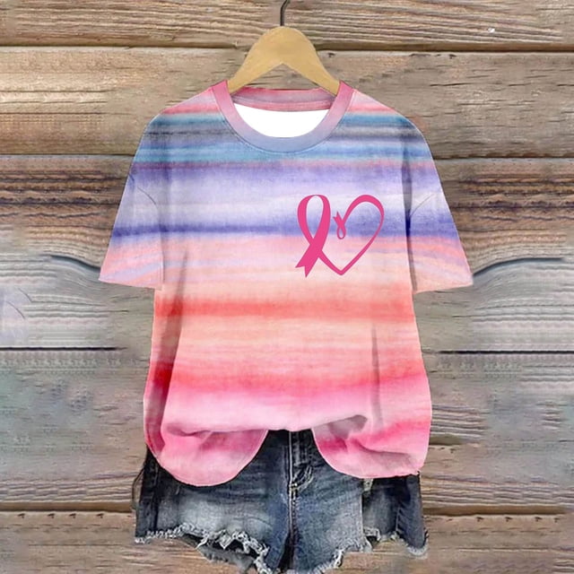 Fiudx Ofertas y Liquidaciones Blusas Casuales de Moda para Mujer, Camiseta Estampada con Cuello Redondo, Camisetas de Manga Corta