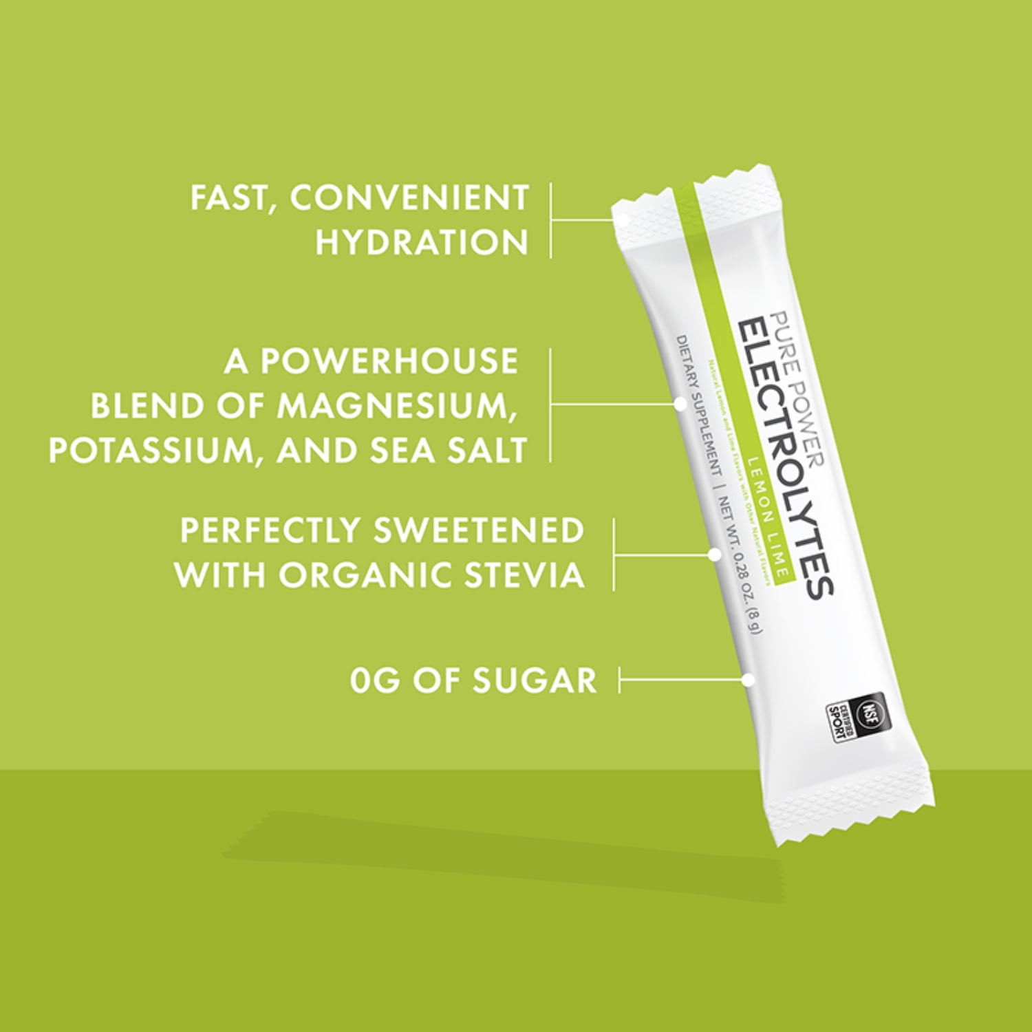 Dr. Mercola Pure Power Electrolytes, Lemon Lime, 8.5 oz (240 g), 30 Servings (30 Packets), 15 Calories and 0g Sugar Per Serving