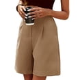 thumbnail image 5 of SLADYGLO Women Zipped Button Pleated Side Pockets Wide Leg Rolled Hem Cropped Pants, 5 of 7