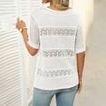 thumbnail image 5 of Jalioing Women's Summer Sweaters Half Sleeve Crew Neck Crochet Sweater Tops Lightweight Fall Trendy Clothes, 5 of 7