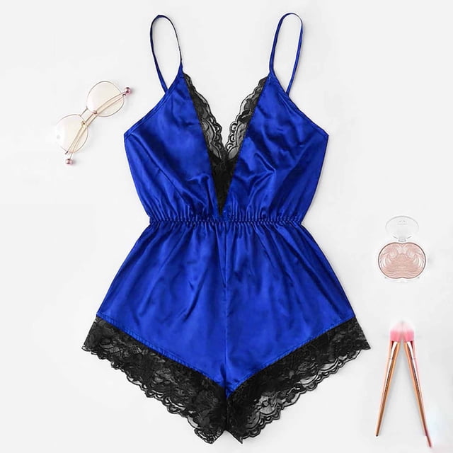 Weiqiqre for Women Plus Size, Ladies Cool Girl Lace Solid Sedin Seductive Cute Sling Jumpsuit Suit