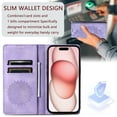 thumbnail image 3 of Dteck Flip Wallet Case for Samsung Galaxy S23 Plus, Embossed Leather Magnetic Folio Cover with Card Holder,Kickstand - TPU Shockproof Durable Protective Phone Case,Purple, 3 of 6