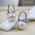 thumbnail image 3 of K-KED Charming 10-11mm Round South Sea White Pearl Earring 925 Silver, 3 of 4