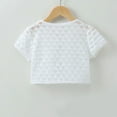 thumbnail image 3 of WIBACKER 1-8T Toddler Kid Knit Cardigan Shrug Girls Short Sleeve Pearl Flower Bolero Shoulder Jacket, 3 of 10