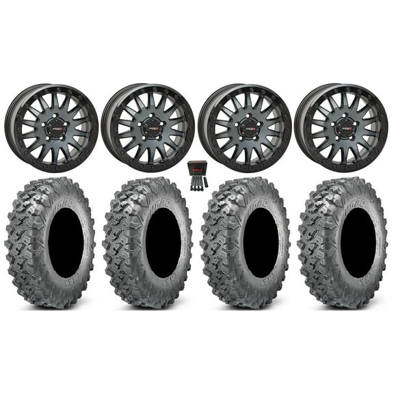 System 3 SB-8 Bdlk 15" Wheels Gy  38mm 35" Lynx SXS Tires Polaris RZR Turbo R & Pro R Ranger 1500 Xpedition