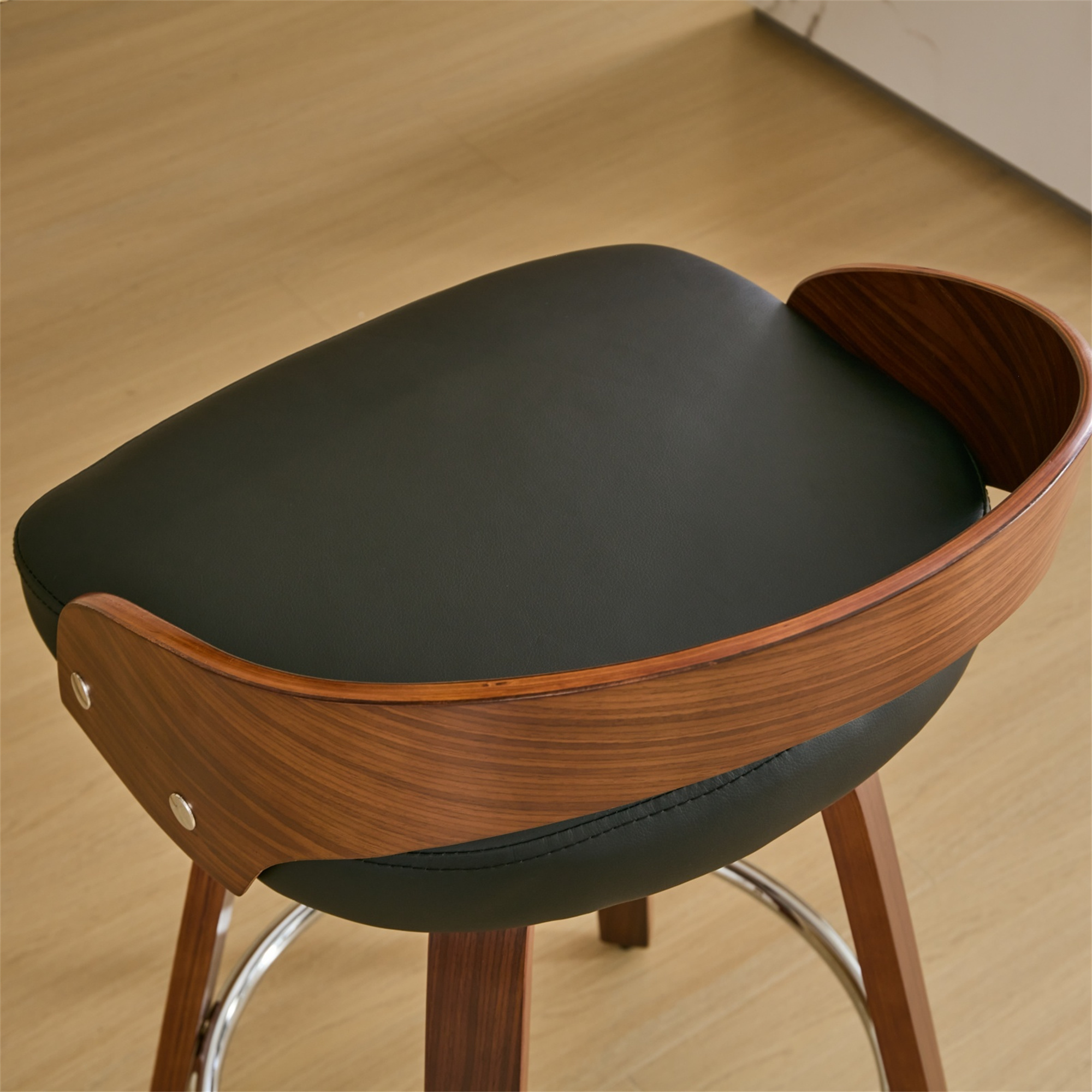 Miniyam Bar Stools Set of 2, 25-Inch Seat Height, Low Back Soft Cushion, Black