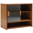 thumbnail image 6 of Bamboo Kitchen Pantry Sideboard with 2 Sliding Striped Glass Doors Cabinet, 6 of 22